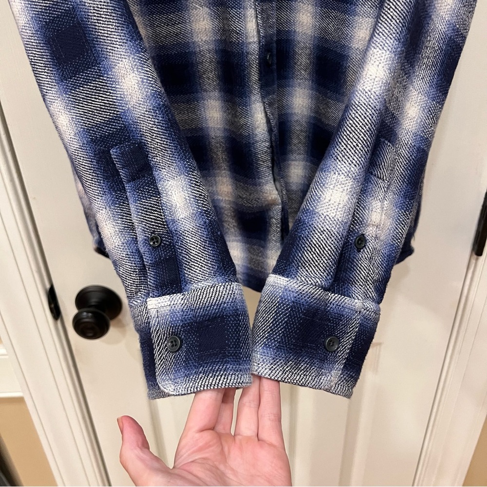 NEW Taylor Stitch The Ledge Shirt Blue Sky Plaid Flannel Button Shirt Medium - Picture 6 of 9